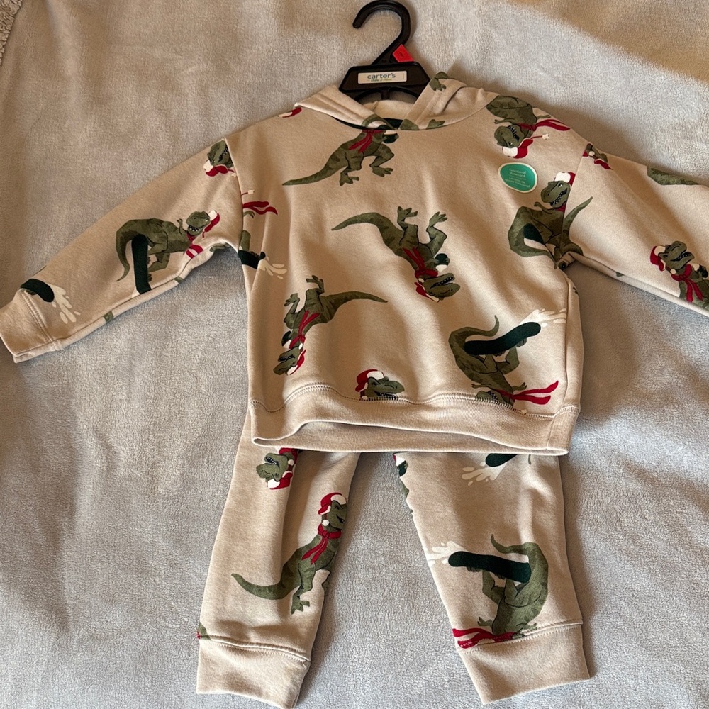 Carter's Beige Dinosaur Kids Matching Set